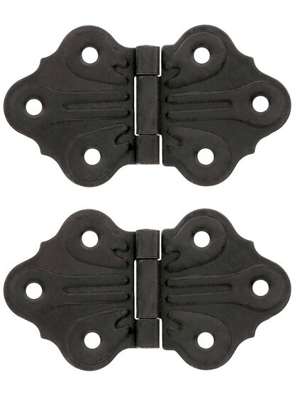 Pair of Butterfly Flush Mount Cabinet Hinges - 1 5/8 inch H x 2 7/8 inch W in Oil Rubbed Bronze.